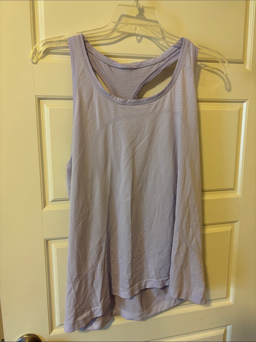 lululemon swiftly tech hip length Light Lavender Striped Racerback Tank